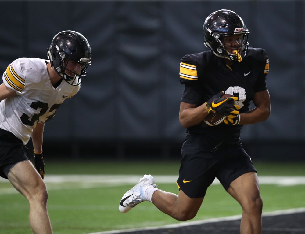Iowa Hawkeyes wide receiver Tyrone Tracy Jr. (3) during preparation for the 2019 Outback Bowl Monday, December 17, 2018 at the Hansen Football Performance Center. (Brian Ray/hawkeyesports.com)
