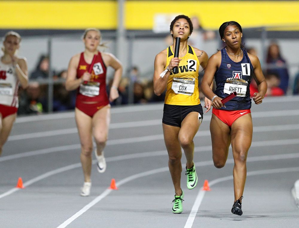 Iowa’s Mika Cox runs the women’s 1600 meter relay event during the Larry Wieczorek Invitational at the Recreation Building in Iowa City on Saturday, January 18, 2020. (Stephen Mally/hawkeyesports.com)