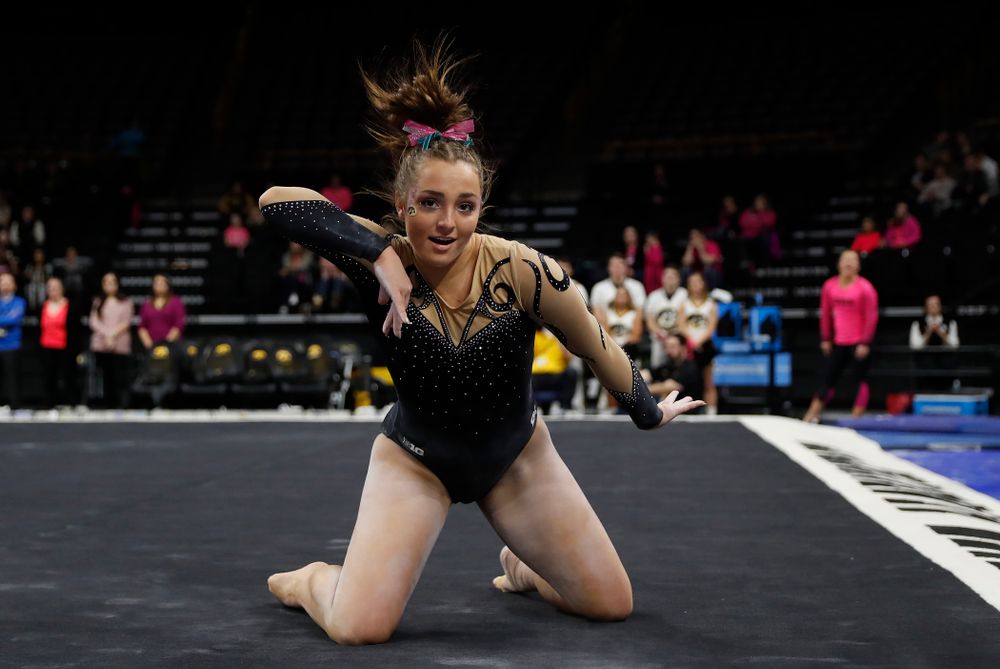 Iowa's Bre Fitzke competes on the floor 