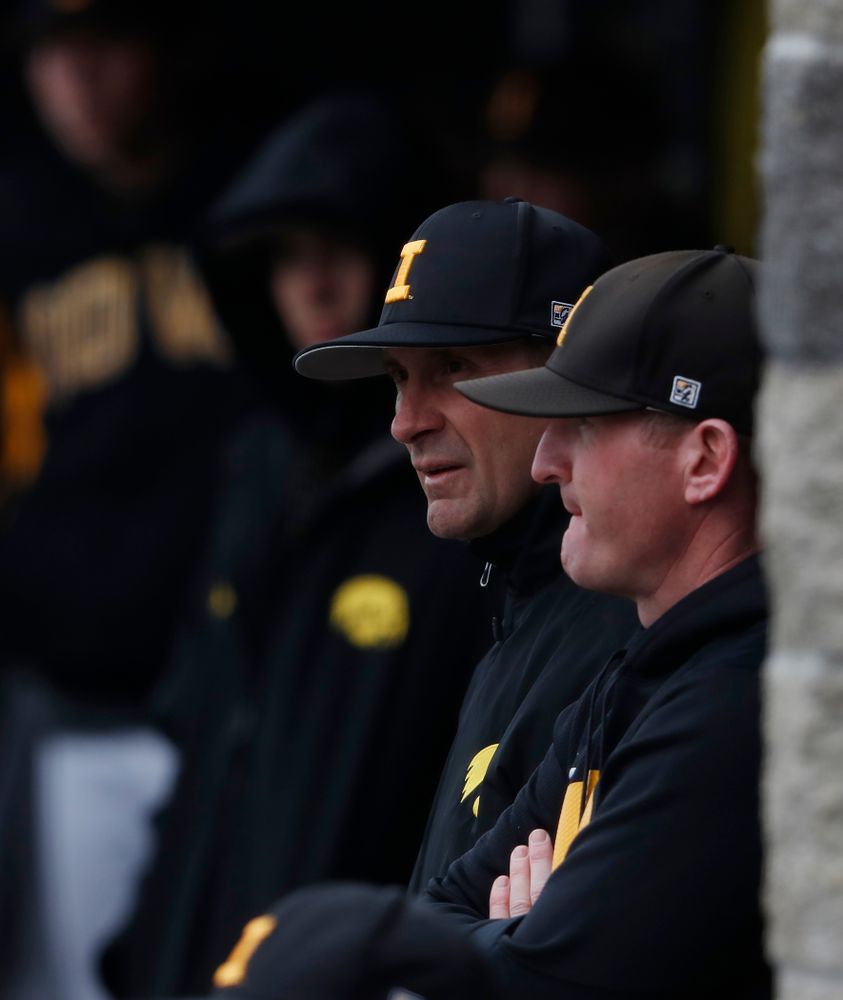 Iowa Hawkeyes head coach Rick Heller during a double header against the Indiana Hoosiers Friday, March 23, 2018 at Duane Banks Field. (Brian Ray/hawkeyesports.com)