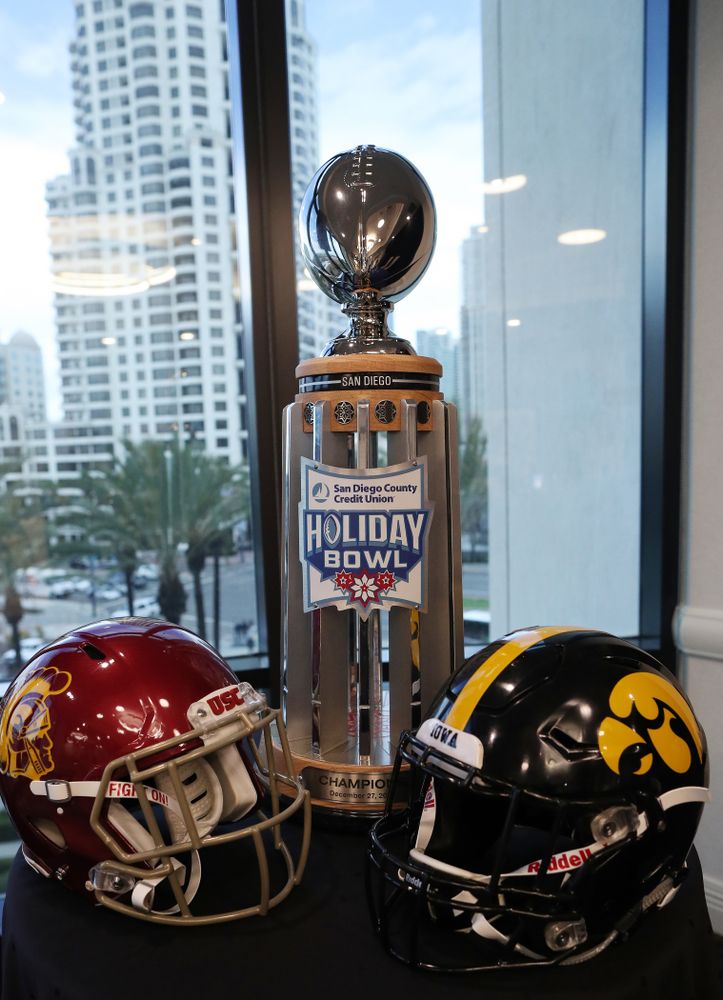 The Holiday Bowl trophy during a press conference leading up to the Holiday Bowl Thursday, December 26, 2019 in San Diego. (Brian Ray/hawkeyesports.com)