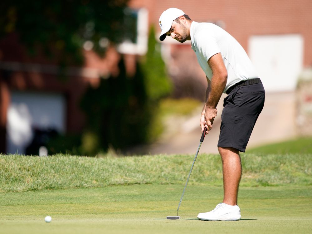Iowa’s Gonzalo Leal putts during the second day of the Golfweek Conference Challenge at the Cedar Rapids Country Club in Cedar Rapids on Monday, Sep 16, 2019. (Stephen Mally/hawkeyesports.com)