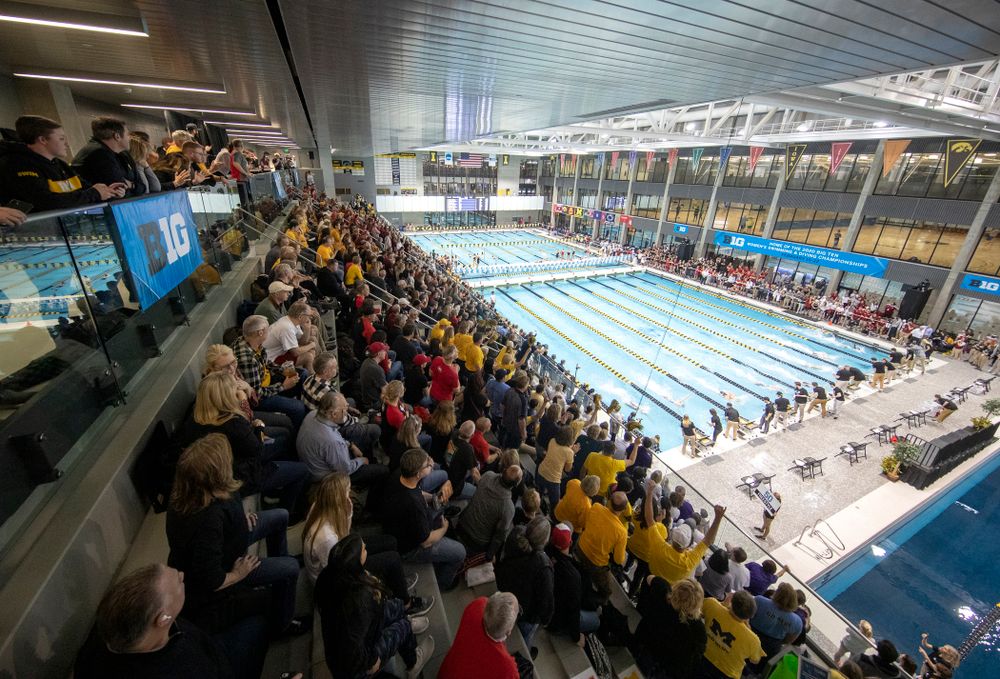 The women’s 50 yard freestyle finals event during the 2020 Women’s Big Ten Swimming and Diving Championships at the Campus Recreation and Wellness Center in Iowa City on Thursday, February 20, 2020. (Stephen Mally/hawkeyesports.com)