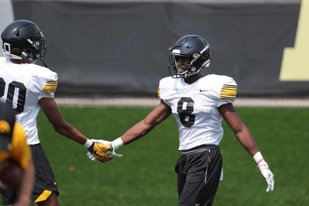 Iowa Hawkeyes defensive back Matt Hankins (8) during the third practice of fall camp Sunday, August 5, 2018 at the Kenyon Football Practice Facility. (Brian Ray/hawkeyesports.com)