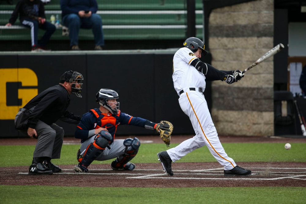 Iowa outfielder Connor McCaffery at game 1 vs Illinois on Friday, March 29, 2019 at Duane Banks Field. (Lily Smith/hawkeyesports.com)