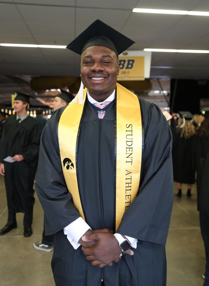 Hawkeye FootballÕs James Daniels during the College of Liberal Arts and Sciences spring commencement Saturday, May 11, 2019 at Carver-Hawkeye Arena. (Brian Ray/hawkeyesports.com)