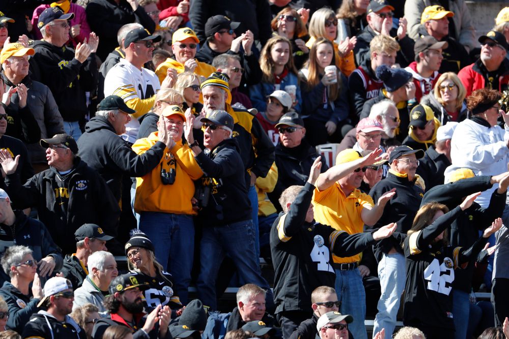 Fans cheer on the Iowa Hawkeyes against the Indiana Hoosiers Saturday, October 13, 2018 at Memorial Stadium, in Bloomington, Ind. (Brian Ray/hawkeyesports.com)
