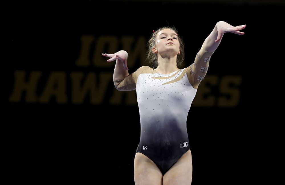 IowaÕs Mackenzie Vance competes on the beam against Ball State and Air Force Saturday, January 11, 2020 at Carver-Hawkeye Arena. (Brian Ray/hawkeyesports.com)