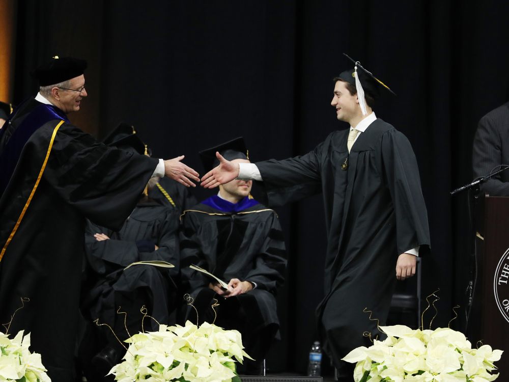 Iowa Football Manager Brandon Thielen during the Fall Commencement Ceremony  Saturday, December 15, 2018 at Carver-Hawkeye Arena. (Brian Ray/hawkeyesports.com)