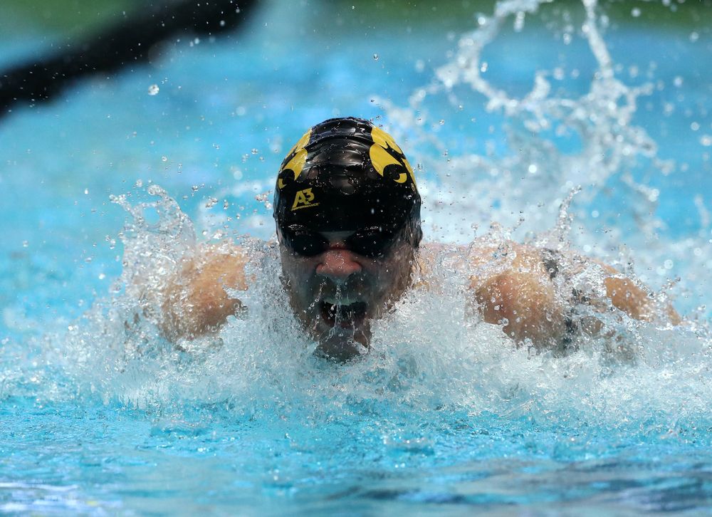 Iowa's Tanner Nelson swims the 200 yard Individual Medley Thursday, November 15, 2018 during the 2018 Hawkeye Invitational at the Campus Recreation and Wellness Center. (Brian Ray/hawkeyesports.com)