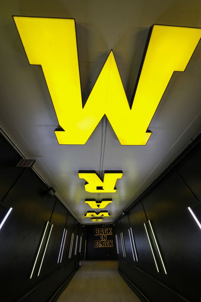 The Hawkeye Football Team sees the updates to their entrance tunnel at Kinnick Stadium for the first time Thursday, August 22, 2019 in Iowa City. (Brian Ray/hawkeyesports.com)