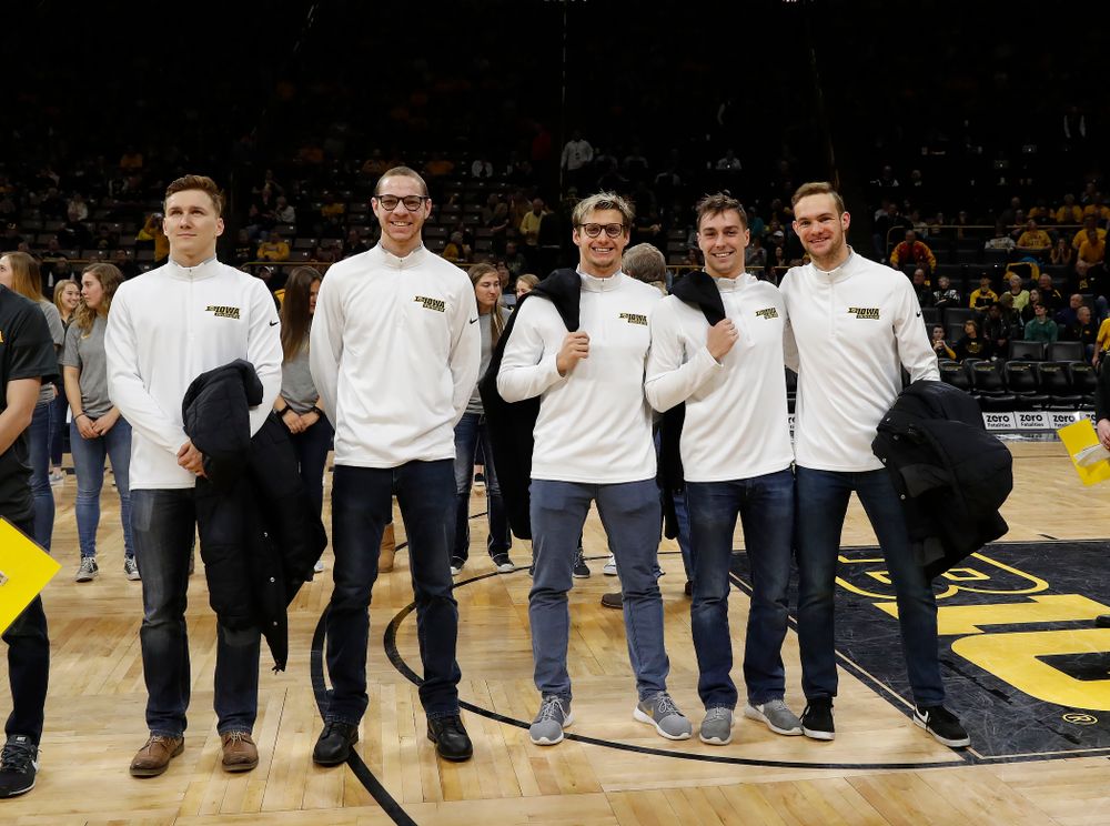 Iowa Men's Swimming during the PCA recognition 