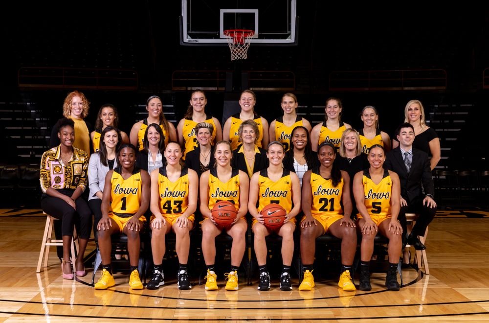 The 2019-2020 Iowa WomenÕs Basketball team, coaches, and staff Thursday, October 24, 2019 at Carver-Hawkeye Arena. (Brian Ray/hawkeyesports.com)