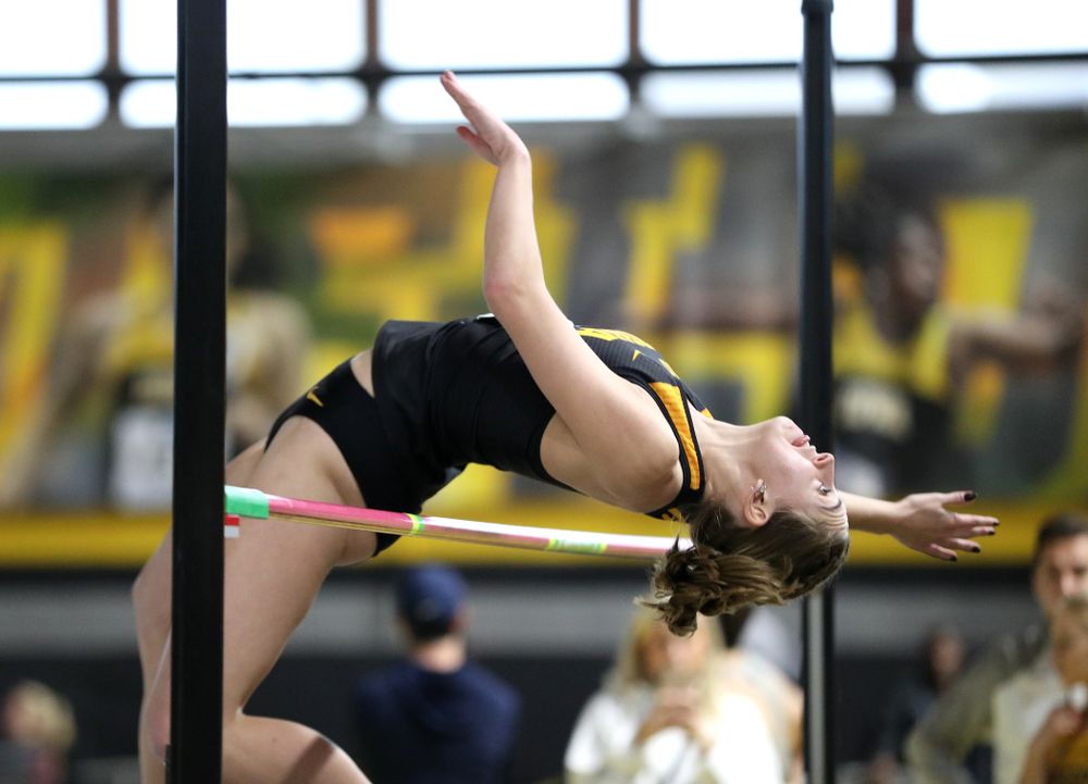 Iowa's Aubrianna Lantrip competes in the high jump during the 2019 Larry Wieczorek Invitational  Friday, January 18, 2019 at the Hawkeye Tennis and Recreation Center. (Brian Ray/hawkeyesports.com)
