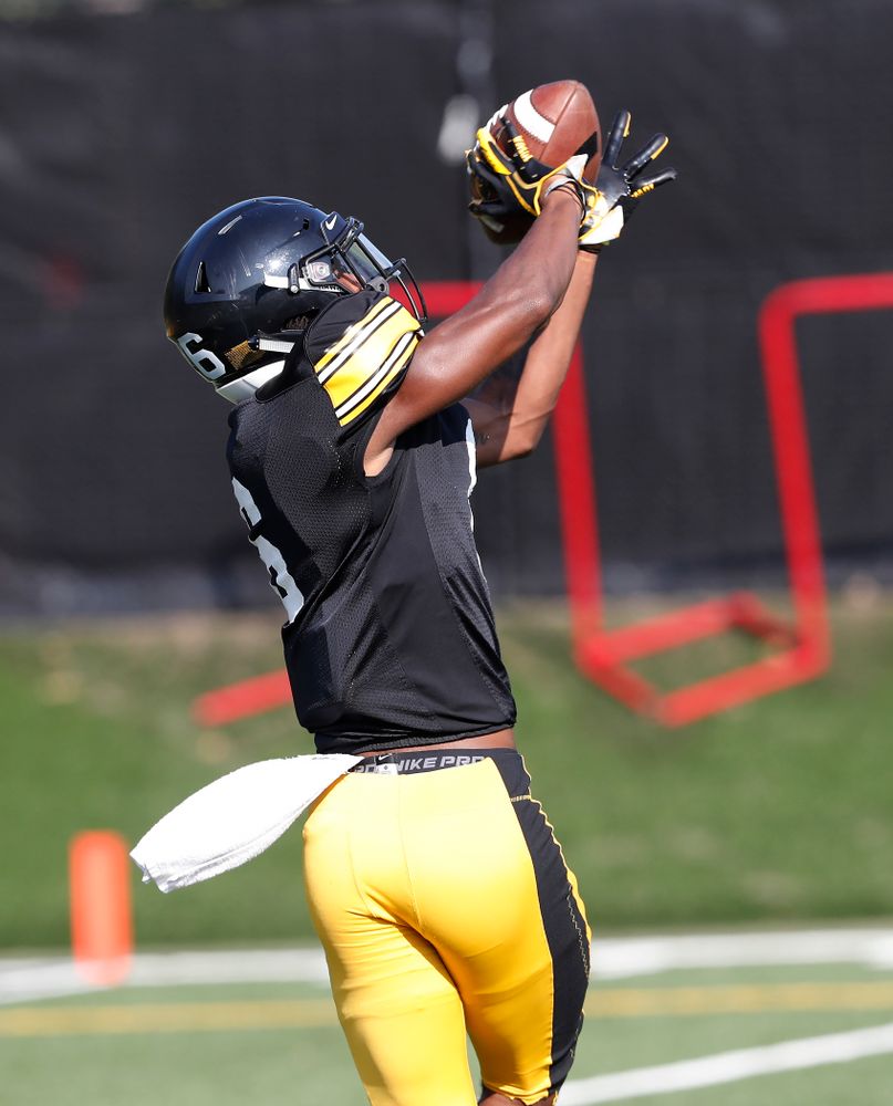 Iowa Hawkeyes wide receiver Ihmir Smith-Marsette (6) during camp practice No. 17 Wednesday, August 22, 2018 at the Kenyon Football Practice Facility. (Brian Ray/hawkeyesports.com)