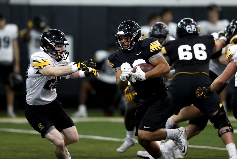 Iowa Hawkeyes running back Toren Young (28) during practice Wednesday, December 12, 2018 at the Hansen Football Performance Center in preparation for the Outback Bowl game against Mississippi State. (Brian Ray/hawkeyesports.com)