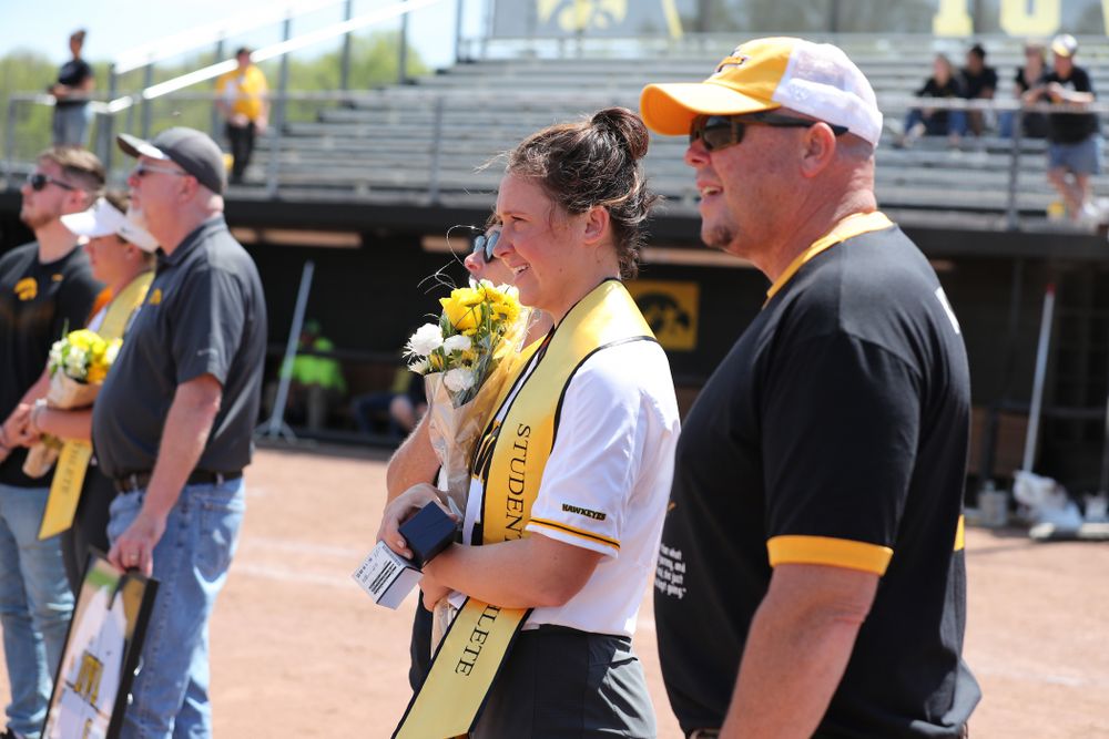 Iowa Hawkeyes Mallory Kilian (11) during senior day festivities following their game against the Ohio State Buckeyes Sunday, May 5, 2019 at Pearl Field. (Brian Ray/hawkeyesports.com)ic 