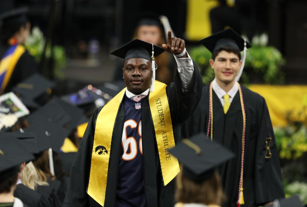 Hawkeye FootballÕs James Daniels during the College of Liberal Arts and Sciences spring commencement Saturday, May 11, 2019 at Carver-Hawkeye Arena. (Brian Ray/hawkeyesports.com)