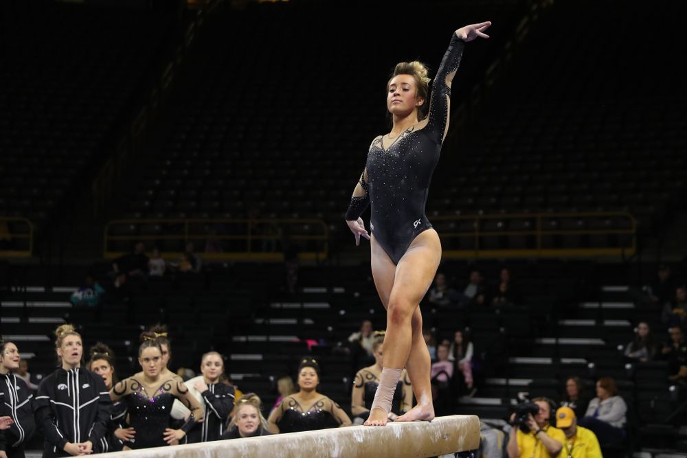Iowa's Maddie Kampschroeder competes on the beam during their meet against Southeast Missouri State Friday, January 11, 2019 at Carver-Hawkeye Arena. (Brian Ray/hawkeyesports.com)