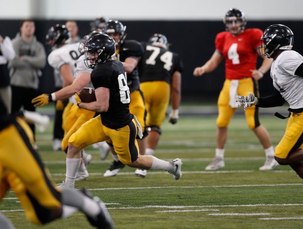 Iowa Hawkeyes wide receiver Nick Easley (84) during spring practice  Saturday, March 31, 2018 at the Hansen Football Performance Center. (Brian Ray/hawkeyesports.com)