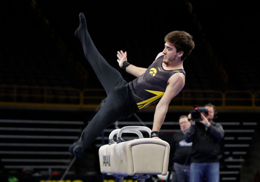 Iowa's Kevin Johnson competes on the pommel horse 