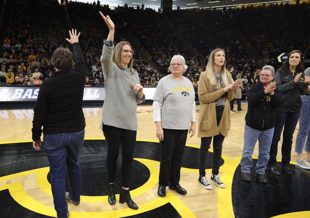 Former players are introduced during the Iowa Hawkeyes game against the Northwestern Wildcats Sunday, March 3, 2019 at Carver-Hawkeye Arena. (Brian Ray/hawkeyesports.com)
