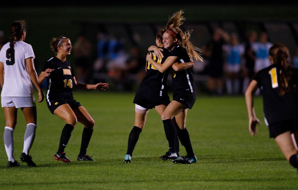 Iowa Hawkeyes Natalie Winters (10) celebrates after scoring against the Purdue Boilermakers Thursday, September 20, 2018 at the Iowa Soccer Complex. (Brian Ray/hawkeyesports.com)