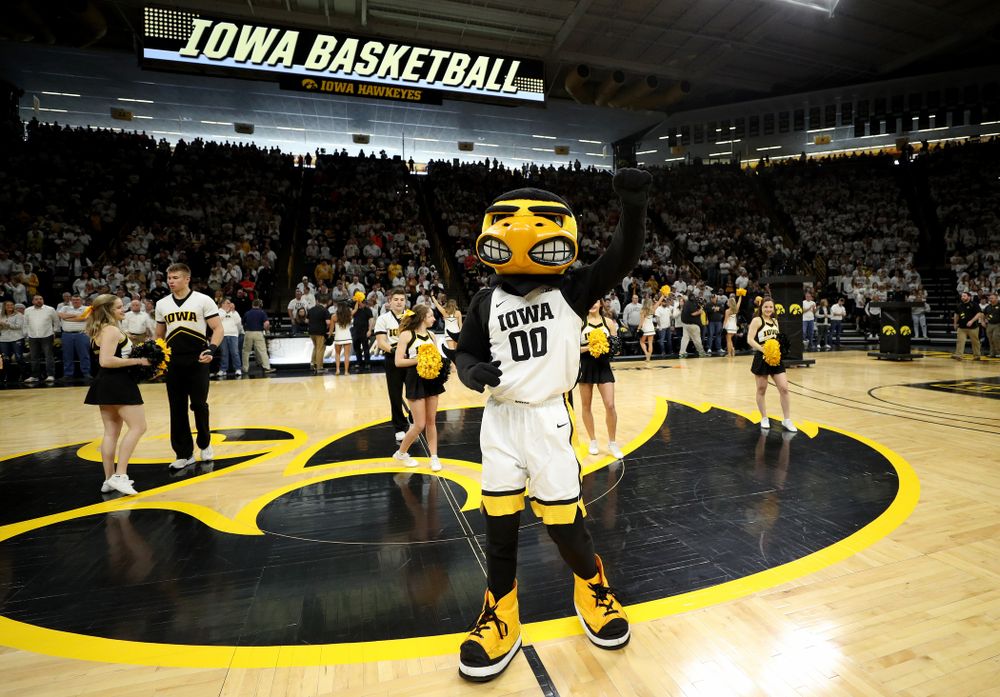 Herky The Hawk against the Illinois Fighting Illini Sunday, February 2, 2020 at Carver-Hawkeye Arena. (Brian Ray/hawkeyesports.com)