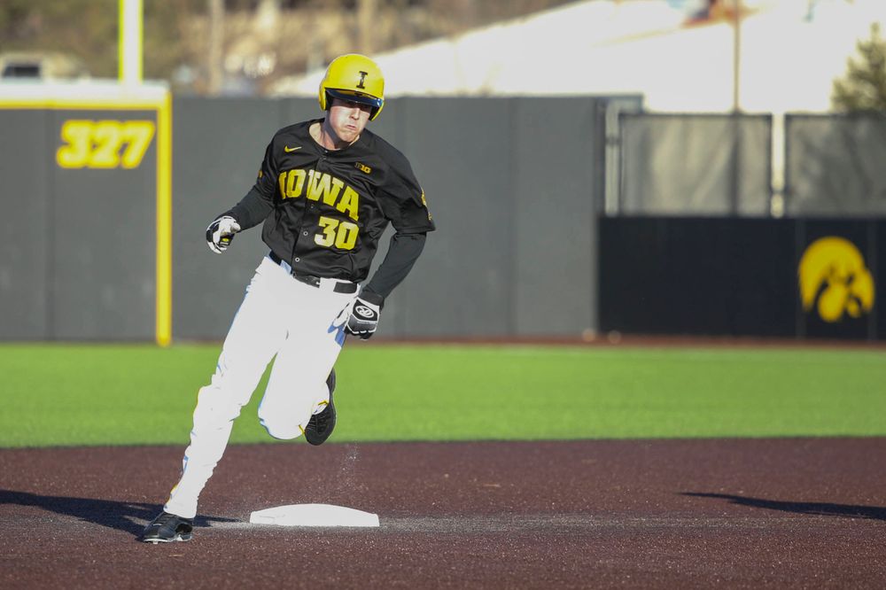 Iowa outfielder Connor McCaffery at the game vs. Bradley on Tuesday, March 26, 2019 at (place). (Lily Smith/hawkeyesports.com)
