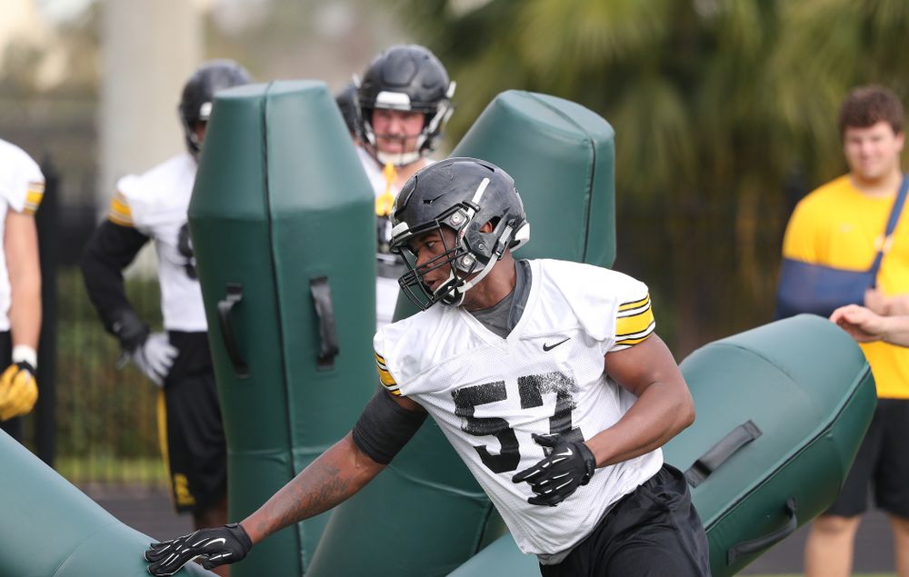Iowa Hawkeyes defensive end Chauncey Golston (57) during practice for the 2019 Outback Bowl Friday, December 28, 2018 at the University of Tampa. (Brian Ray/hawkeyesports.com)