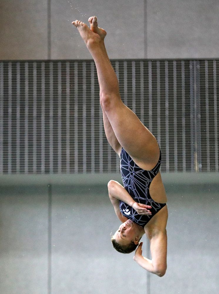 Iowa’s Claire Park competes in the women’s platform diving preliminary event during the 2020 Women’s Big Ten Swimming and Diving Championships at the Campus Recreation and Wellness Center in Iowa City on Saturday, February 22, 2020. (Stephen Mally/hawkeyesports.com)