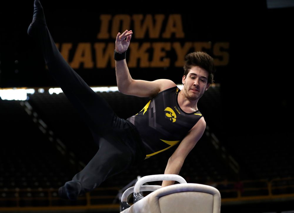 Kevin Johnson competes on the pommel horse  against Minnesota and Air Force 