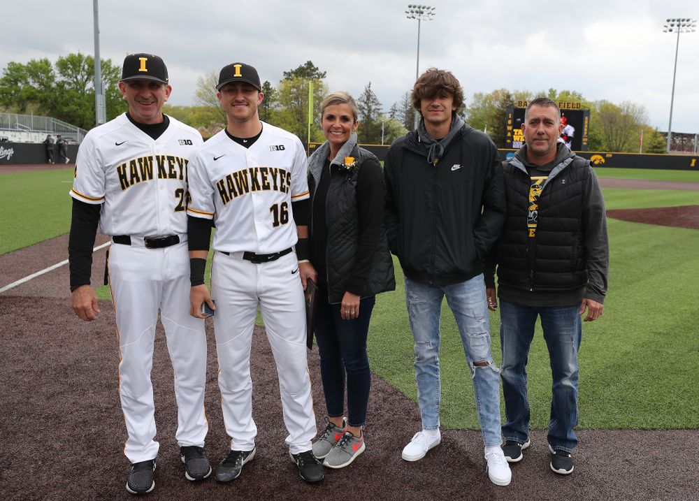 Iowa Hawkeyes Tanner Wetrich (16) during senior day festivities before their game against Michigan State Sunday, May 12, 2019 at Duane Banks Field. (Brian Ray/hawkeyesports.com)