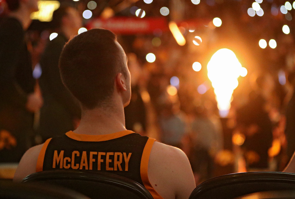 Iowa Hawkeyes guard Connor McCaffery (30) waits to be introduced before their game at Carver-Hawkeye Arena in Iowa City on Monday, January 27, 2020. (Stephen Mally/hawkeyesports.com)