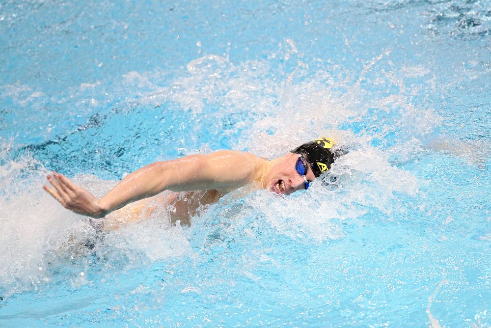 Iowa’s Dolan Craine swims the men’s 100 yard individual medley event during their meet at the Campus Recreation and Wellness Center in Iowa City on Friday, February 7, 2020. (Stephen Mally/hawkeyesports.com)