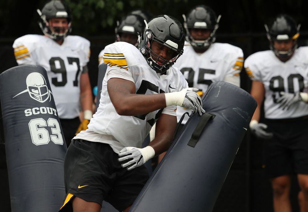 Iowa Hawkeyes defensive end Chauncey Golston (57) during practice No. 4 of Fall Camp Monday, August 6, 2018 at the Hansen Football Performance Center. (Brian Ray/hawkeyesports.com)