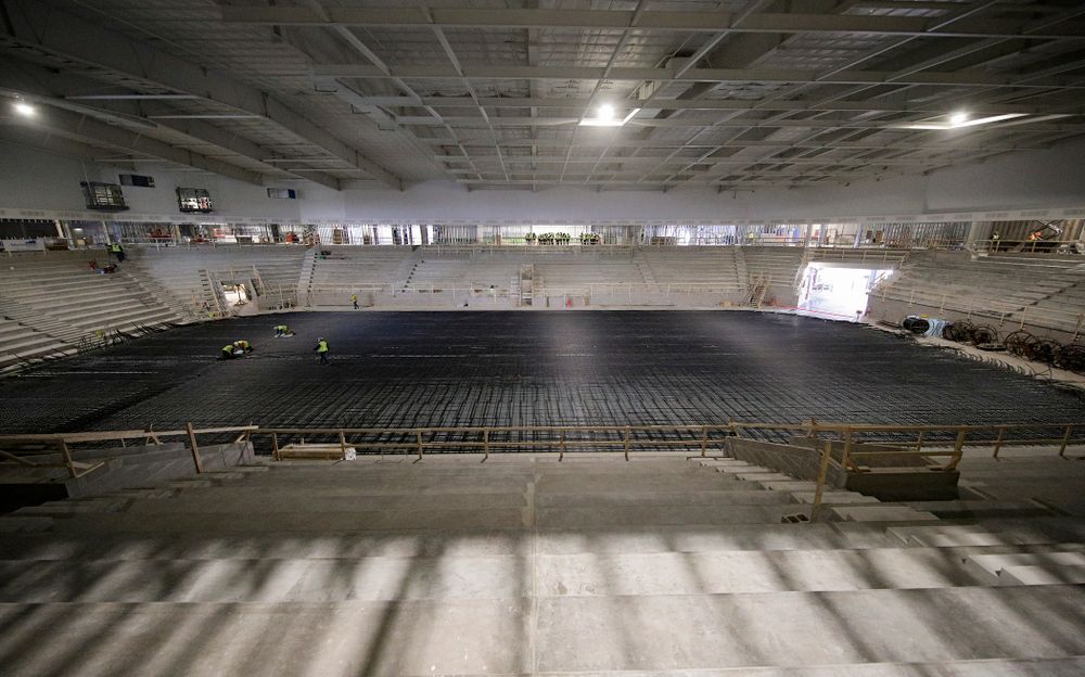 The Iowa Volleyball team and staff take a construction tour of Xtream Arena in Coralville on Thursday, January 30, 2020. (Stephen Mally/hawkeyesports.com)