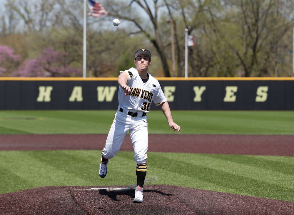 against the Oklahoma State Cowboys Saturday, May 5, 2018 at Duane Banks Field. (Brian Ray/hawkeyesports.com)Iowa All American Wrestler Michael Kemerer throws out a first pitch before the Iowa Hawkeyes game against the Oklahoma State Cowboys Saturday, May 5, 2018 at Duane Banks Field. (Brian Ray/hawkeyesports.com)
