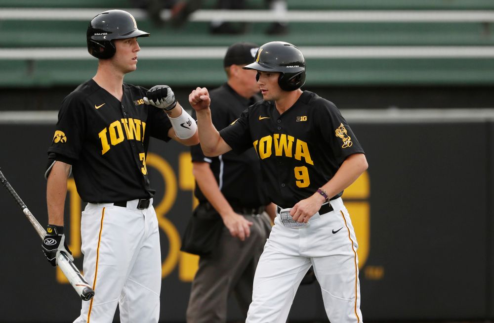 Connor McCaffery and Ben Norman against the Ontario Blue Jays Friday, September 21, 2018 at Duane Banks Field. (Brian Ray/hawkeyesports.com)