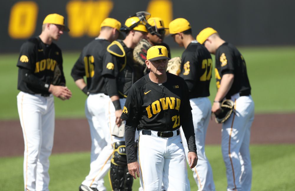 Iowa Hawkeyes head coach Rick Heller during game two against UC Irvine Saturday, May 4, 2019 at Duane Banks Field. (Brian Ray/hawkeyesports.com)