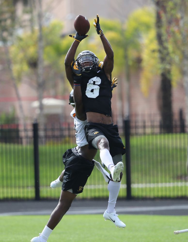 Iowa Hawkeyes wide receiver Ihmir Smith-Marsette (6) during practice for the 2019 Outback Bowl Friday, December 28, 2018 at the University of Tampa. (Brian Ray/hawkeyesports.com)