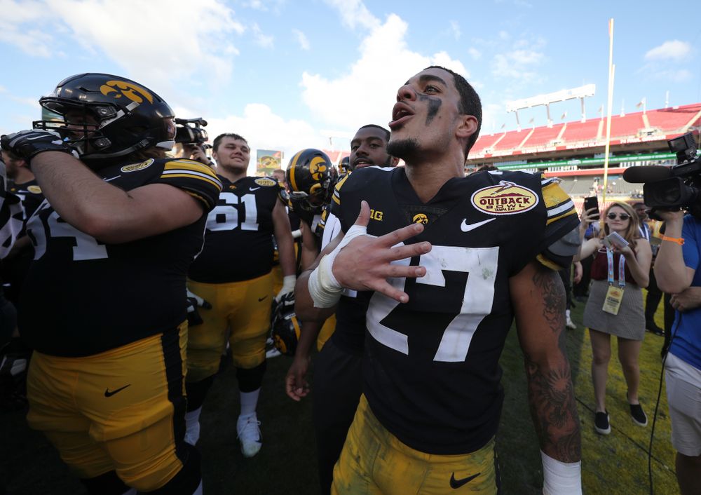 Iowa Hawkeyes defensive back Amani Hooker (27) during their Outback Bowl Tuesday, January 1, 2019 at Raymond James Stadium in Tampa, FL. (Brian Ray/hawkeyesports.com)