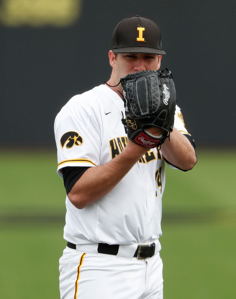 Iowa Hawkeyes pitcher Nick Allgeyer (24) during a double header against the Indiana Hoosiers Friday, March 23, 2018 at Duane Banks Field. (Brian Ray/hawkeyesports.com)