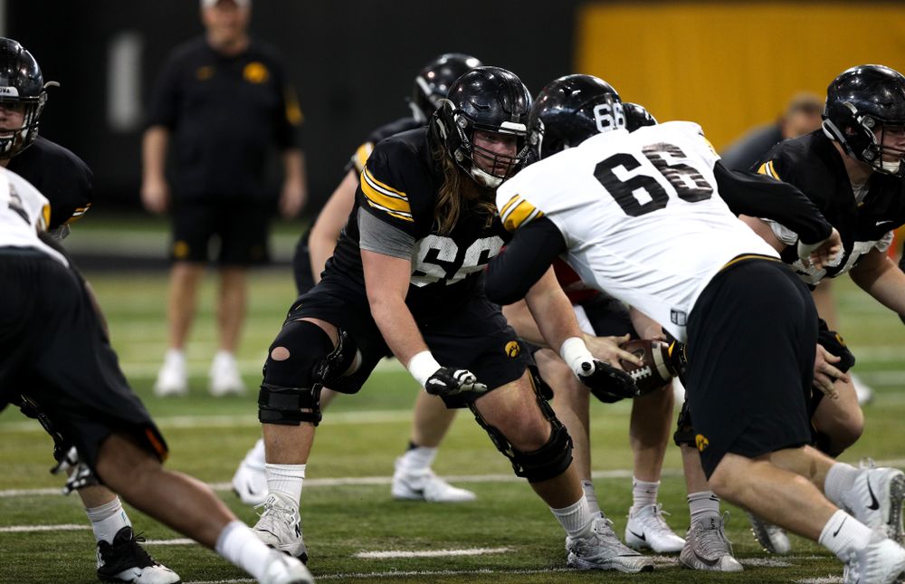 Iowa Hawkeyes offensive lineman Levi Paulsen (66) during practice Wednesday, December 12, 2018 at the Hansen Football Performance Center in preparation for the Outback Bowl game against Mississippi State. (Brian Ray/hawkeyesports.com)