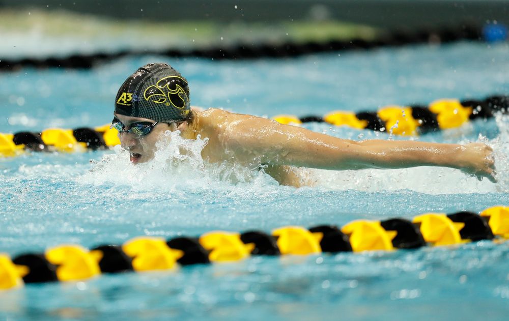 Iowa's Michael Tenney swims the 200 yard butterfly