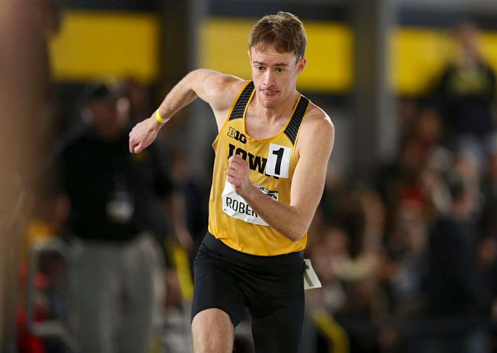 Iowa’s Jeff Roberts runs the men’s 800 meter run event at the Black and Gold Invite at the Recreation Building in Iowa City on Saturday, February 1, 2020. (Stephen Mally/hawkeyesports.com)