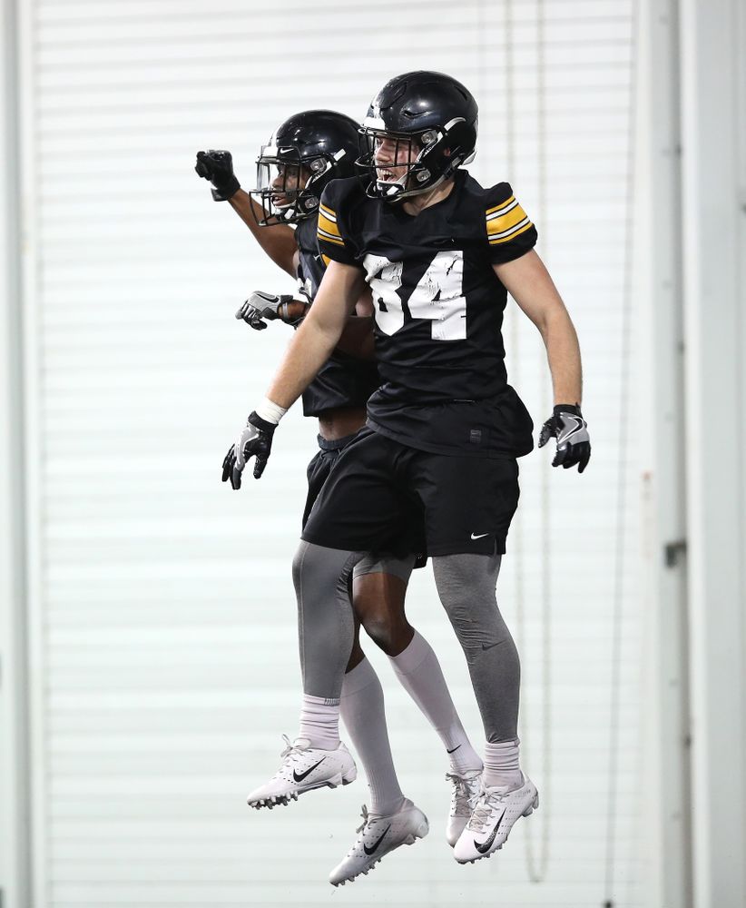 Iowa Hawkeyes wide receiver Ihmir Smith-Marsette (6) and wide receiver Nick Easley (84) during preparation for the 2019 Outback Bowl Tuesday, December 18, 2018 at the Hansen Football Performance Center. (Brian Ray/hawkeyesports.com)