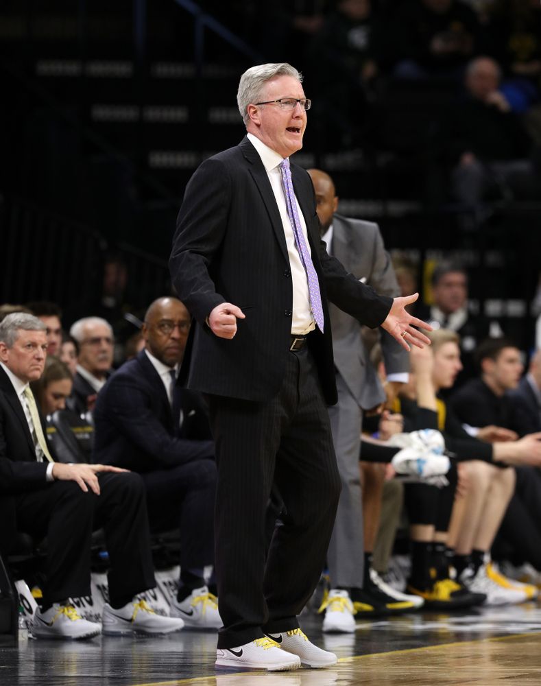 Iowa Hawkeyes head coach Fran McCaffery wears sneakers with his suit in support of cancer research against the Michigan State Spartans Thursday, January 24, 2019 at Carver-Hawkeye Arena. (Brian Ray/hawkeyesports.com)