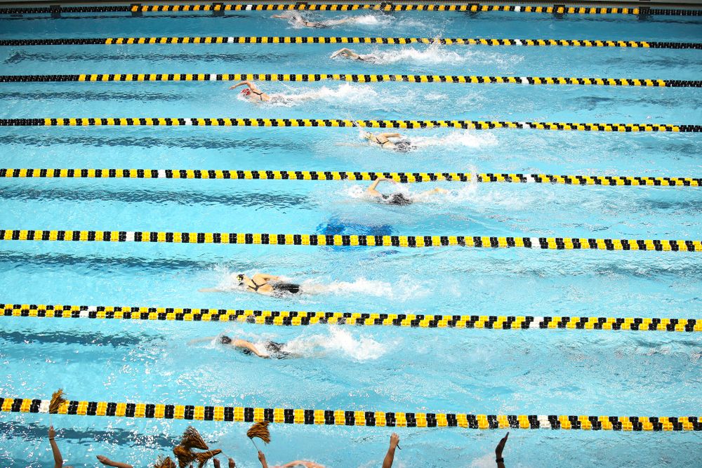 Iowa’s Hannah Burvill swims the 800 yard freestyle relay event during the 2020 Big Ten Women’s Swimming and Diving Championships at the Campus Recreation and Wellness Center in Iowa City on Wednesday, February 19, 2020. (Stephen Mally/hawkeyesports.com)