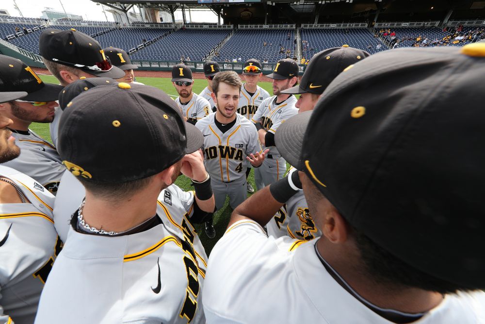 Iowa Hawkeyes infielder Mitchell Boe (4) against the Indiana Hoosiers in the first round of the Big Ten Baseball Tournament Wednesday, May 22, 2019 at TD Ameritrade Park in Omaha, Neb. (Brian Ray/hawkeyesports.com)